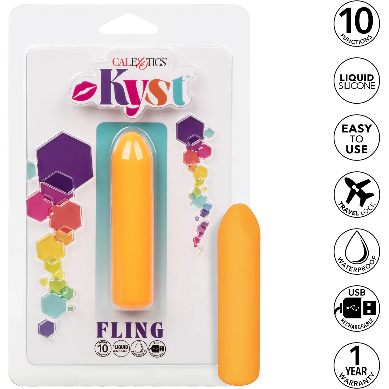 Kyst Fling Powerful Waterproof Rechargeable Bullet Vibrator By CalExotics - Orange - Image 10