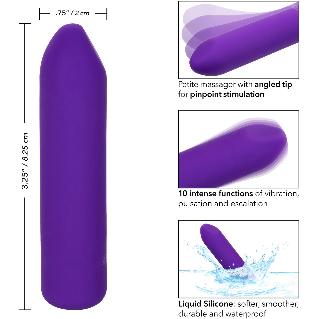 Kyst Fling Powerful Waterproof Rechargeable Bullet Vibrator By CalExotics - Purple - Image 9