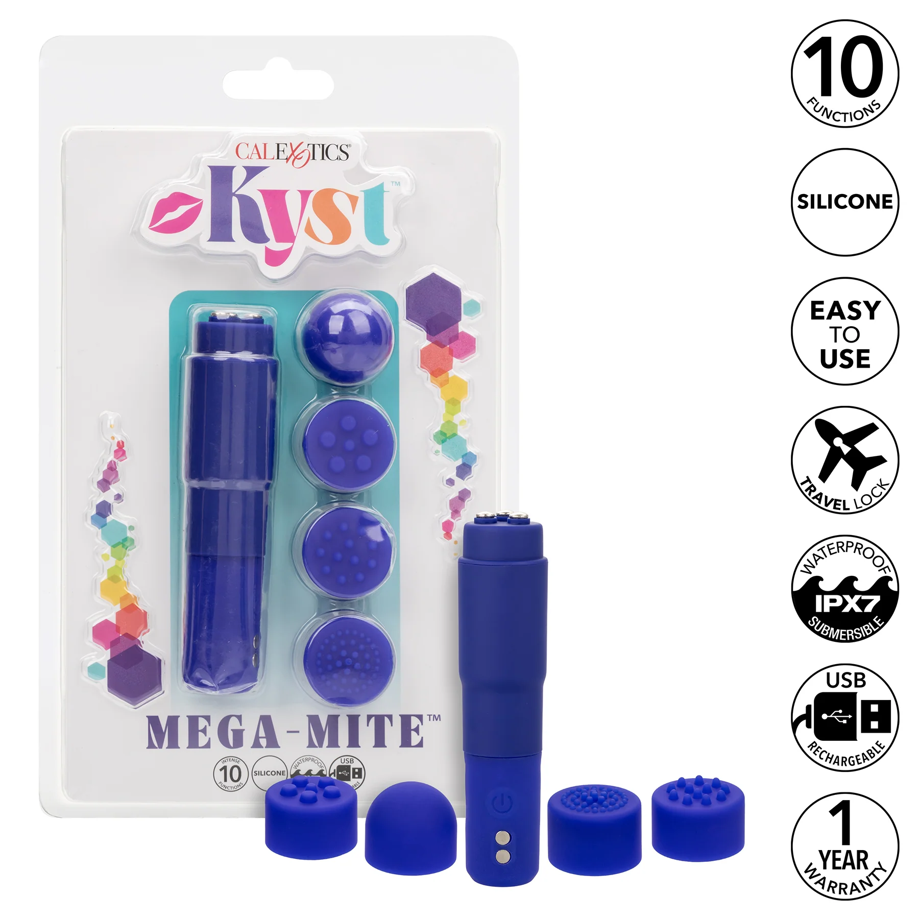 Kyst™ Mega-Mite™ Rechargeable Silicone Bullet With 4 Pleasure Tips - Image 10