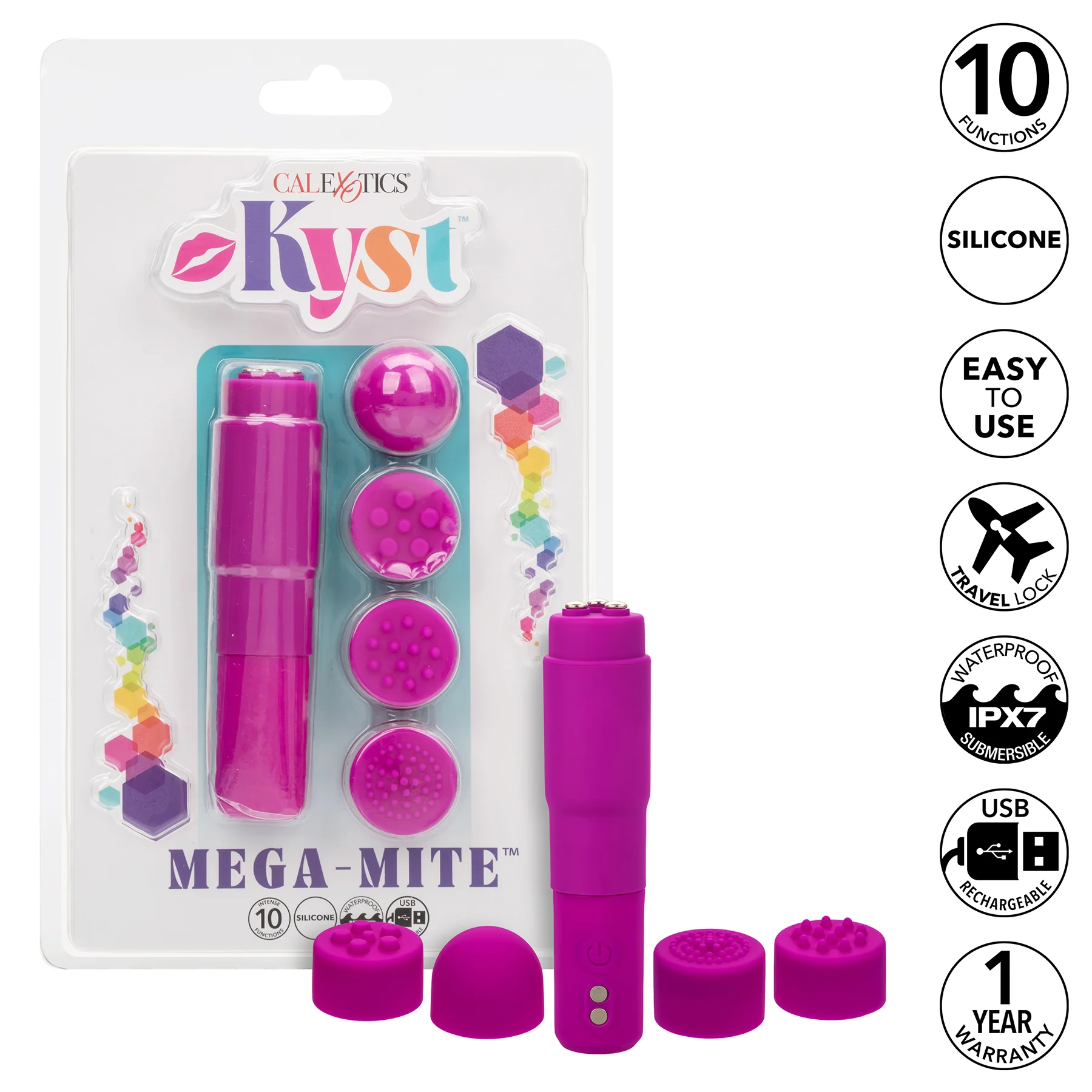 Kyst™ Mega-Mite™ Rechargeable Silicone Bullet With 4 Pleasure Tips - Image 21