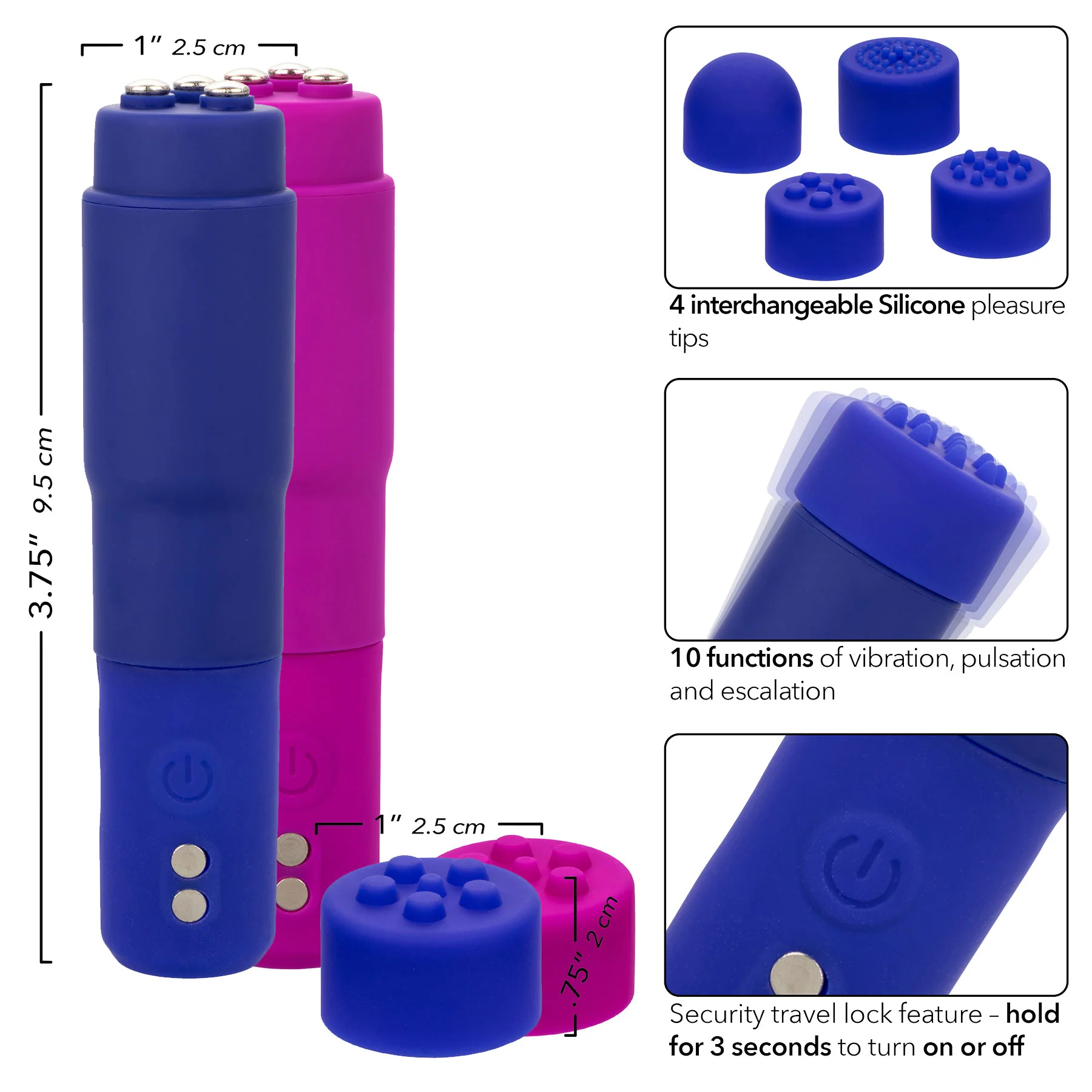 Kyst™ Mega-Mite™ Rechargeable Silicone Bullet With 4 Pleasure Tips - Image 24