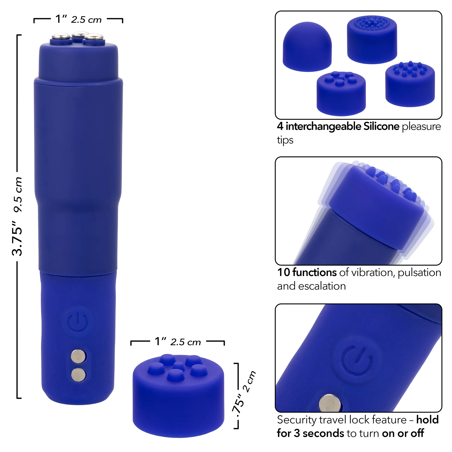 Kyst™ Mega-Mite™ Rechargeable Silicone Bullet With 4 Pleasure Tips - Image 9
