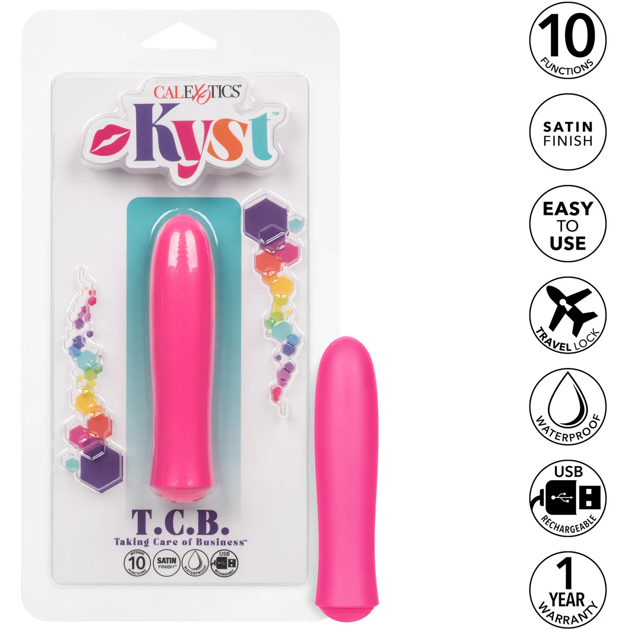 Kyst T.C.B. Taking Care of Business Powerful Waterproof Rechargeable Bullet Vibrator By CalExotics - Pink - Image 7