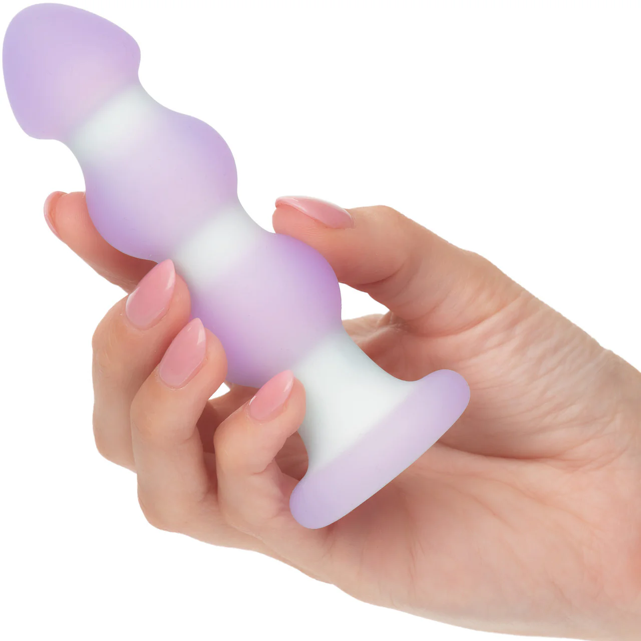 Lavender Haze Beaded Probe Rechargeable Waterproof Silicone Vibrating Butt Plug By CalExotics - Image 2