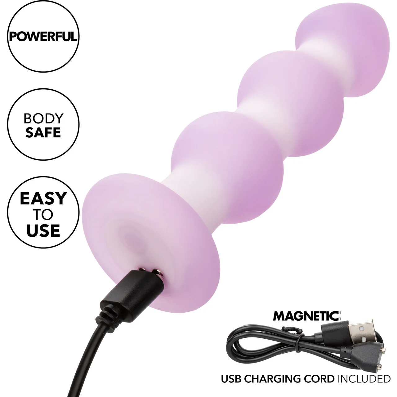 Lavender Haze Beaded Probe Rechargeable Waterproof Silicone Vibrating Butt Plug By CalExotics - Image 7