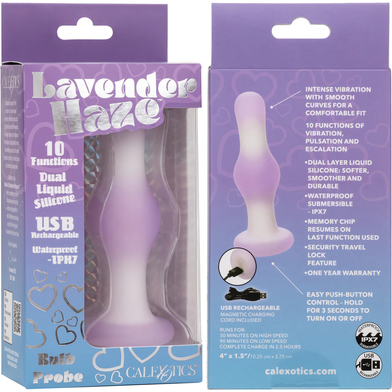Lavender Haze Bulb Probe Rechargeable Waterproof Silicone Vibrating Butt Plug By CalExotics - Image 10