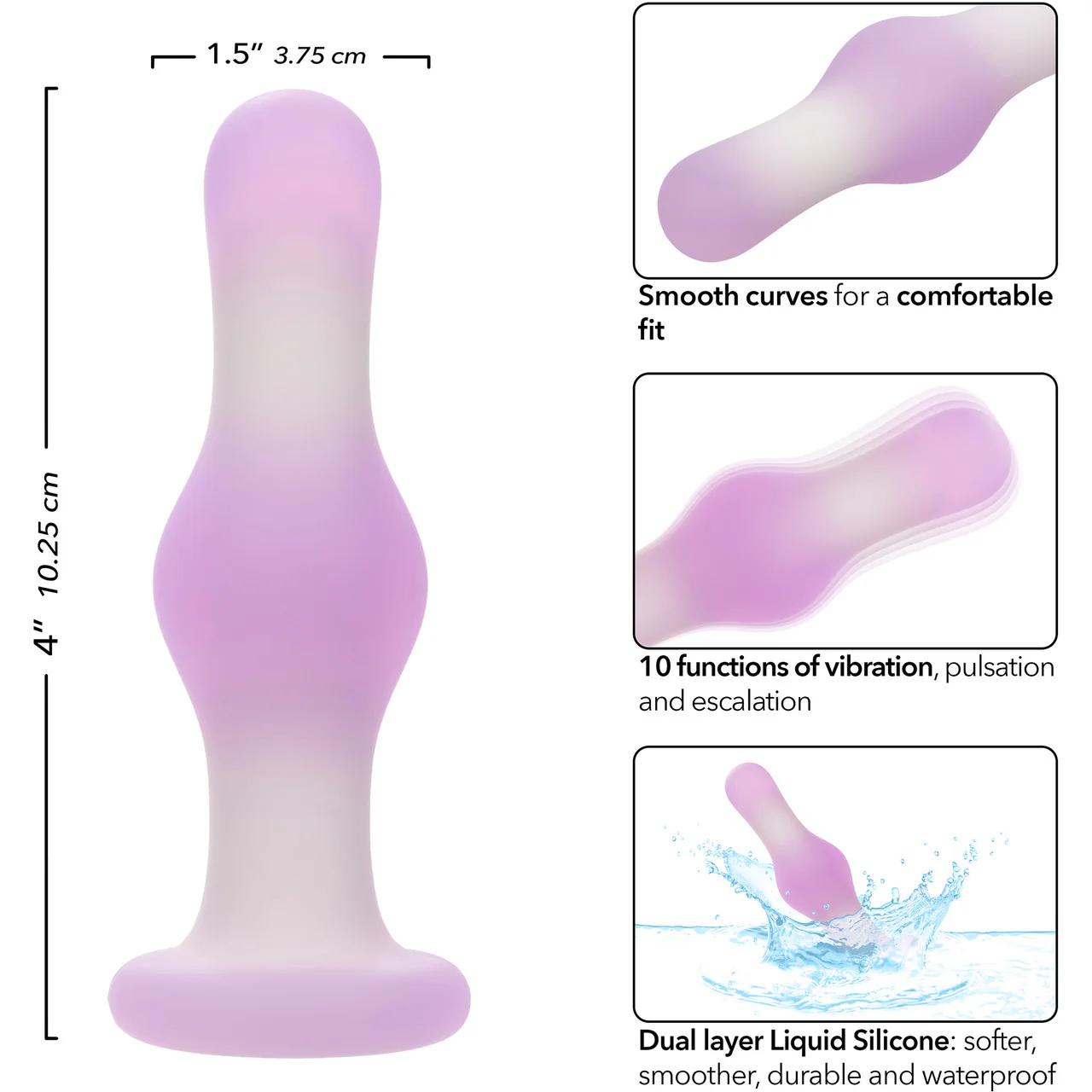 Lavender Haze Bulb Probe Rechargeable Waterproof Silicone Vibrating Butt Plug By CalExotics - Image 8