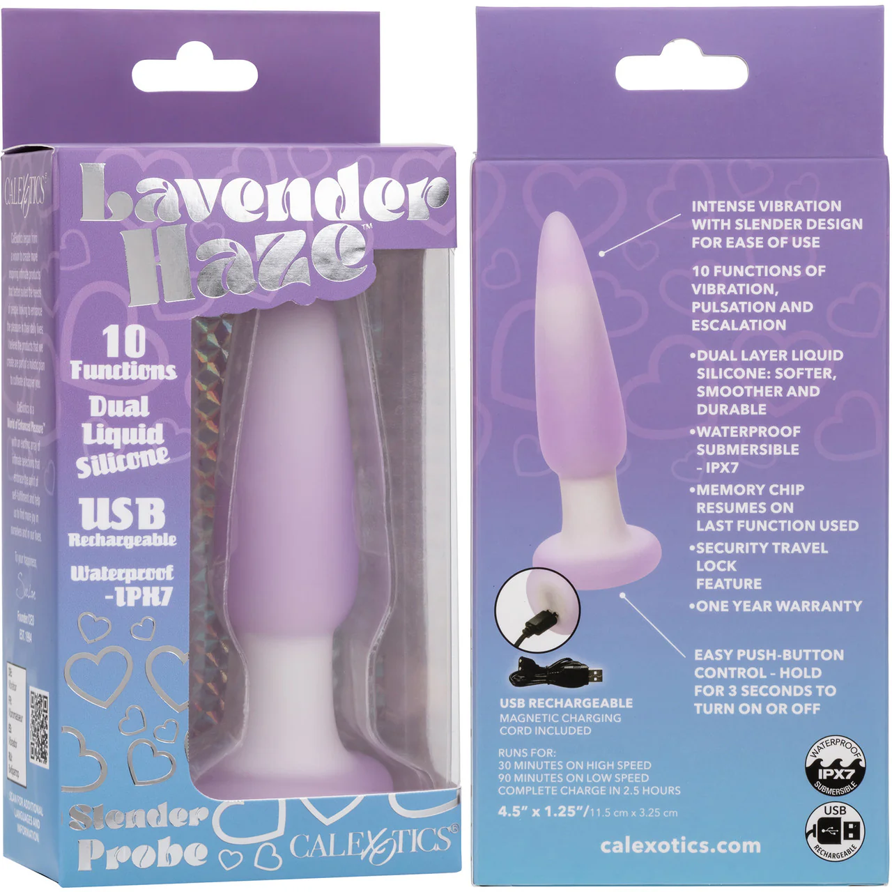 Lavender Haze Slender Probe Rechargeable Waterproof Silicone Vibrating Butt Plug By CalExotics - Image 10