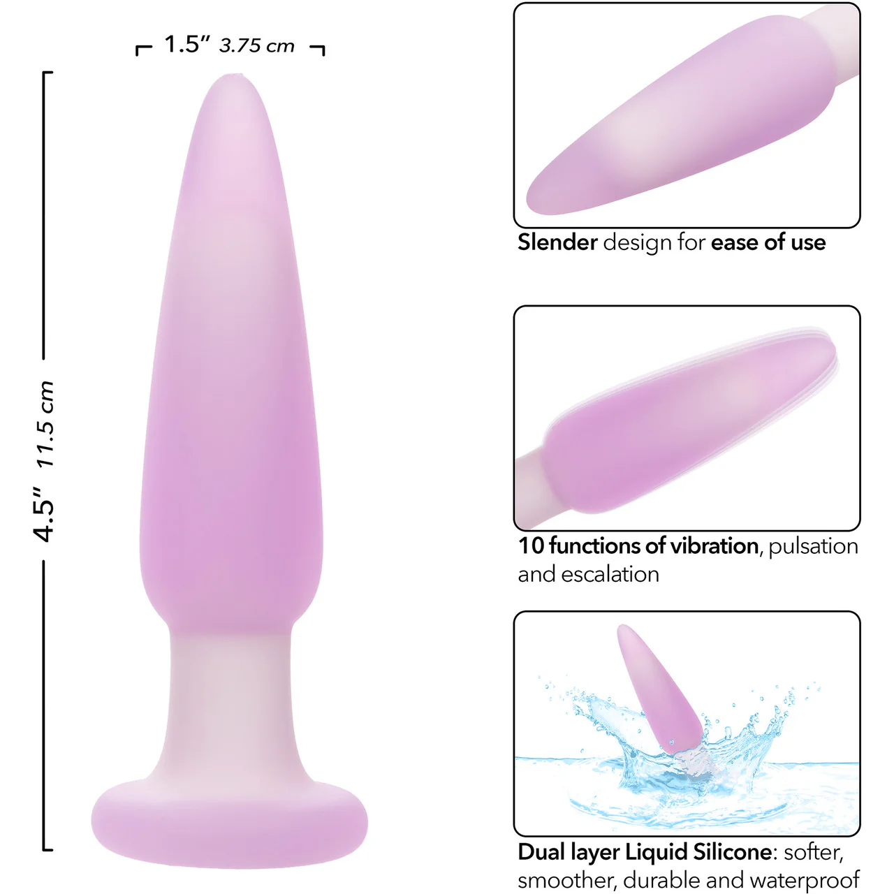 Lavender Haze Slender Probe Rechargeable Waterproof Silicone Vibrating Butt Plug By CalExotics - Image 8