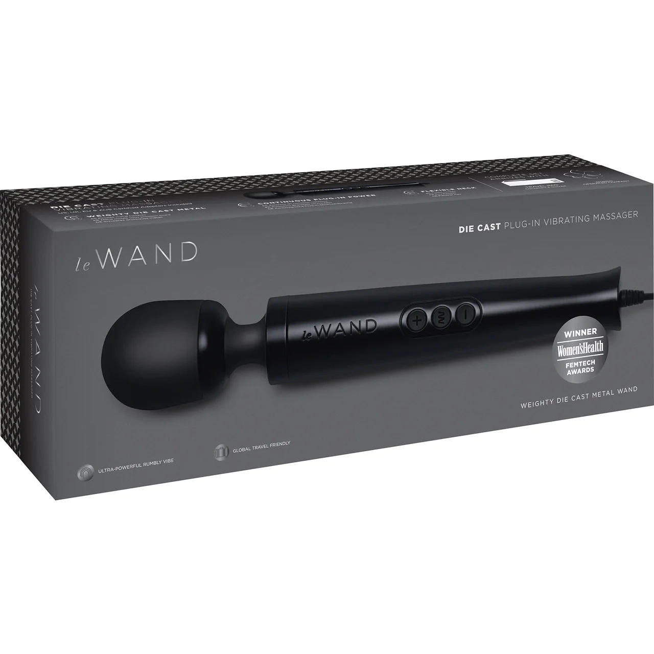 Le Wand Die Cast Plug-In Vibrating Body Massager - Black - Image 8