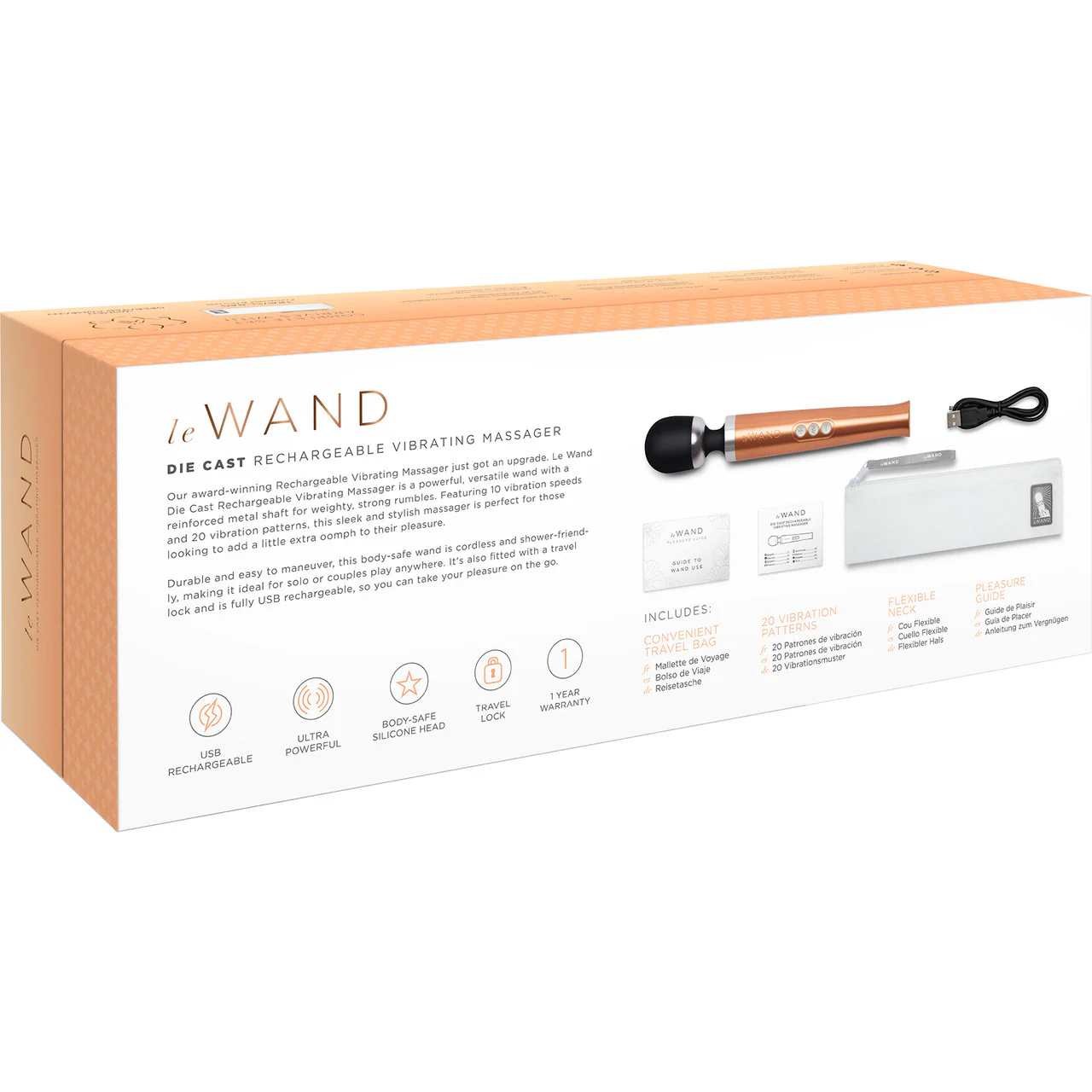 Le Wand Die Cast Rechargeable Vibrating Body Massager - Rose Gold - Image 6