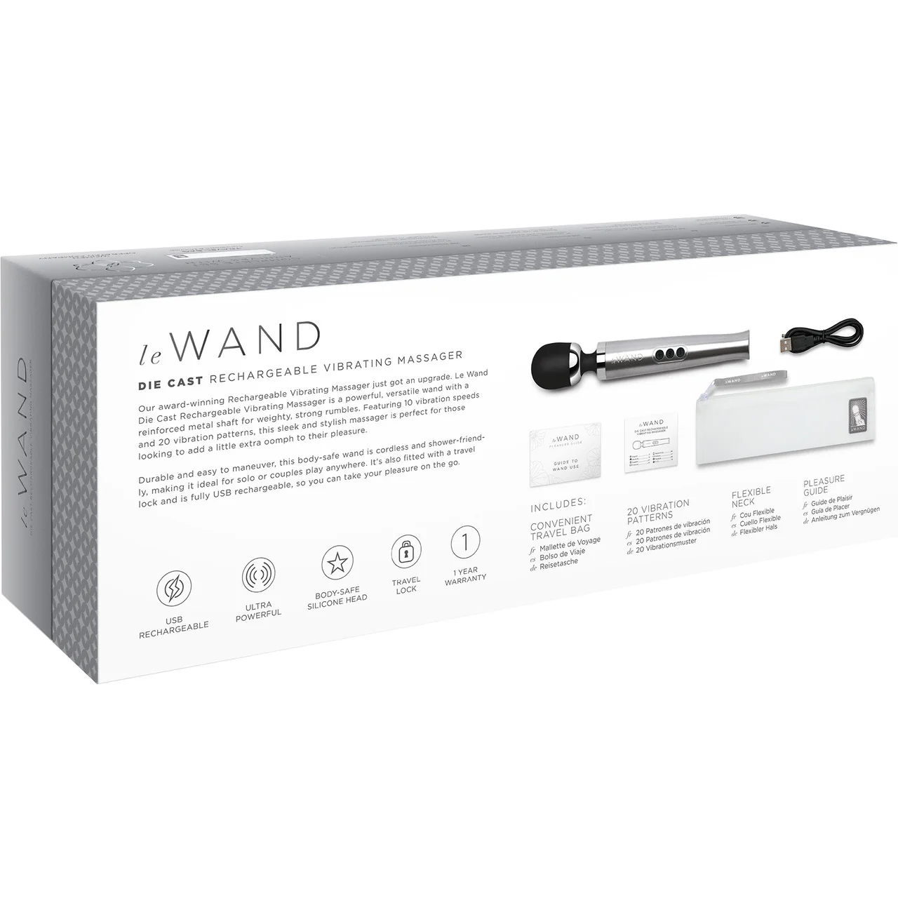 Le Wand Die Cast Rechargeable Vibrating Body Massager - Silver - Image 6