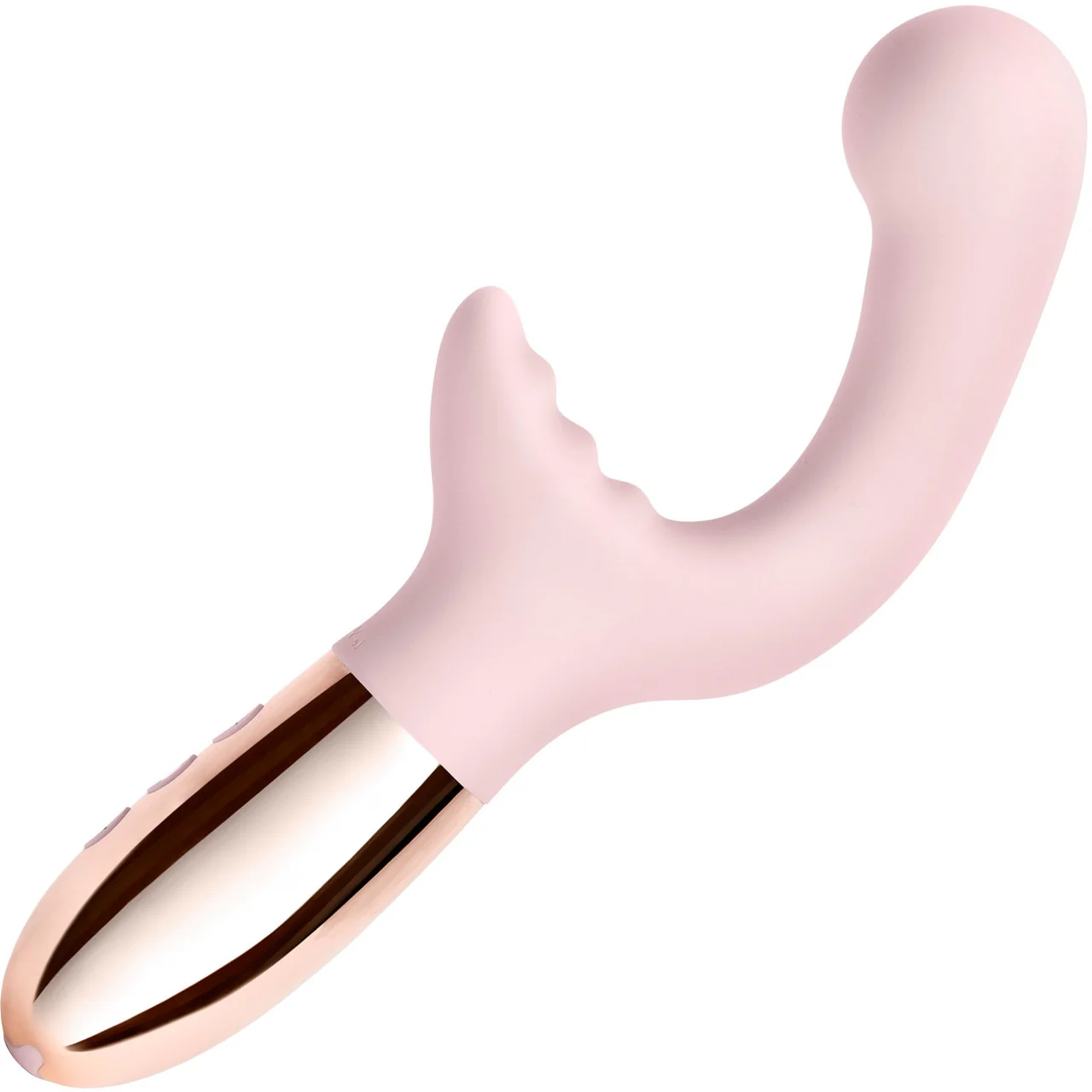 Le Wand XO Waterproof Rechargeable Silicone Dual Stimulation Vibrator - Rose Gold - Image 3