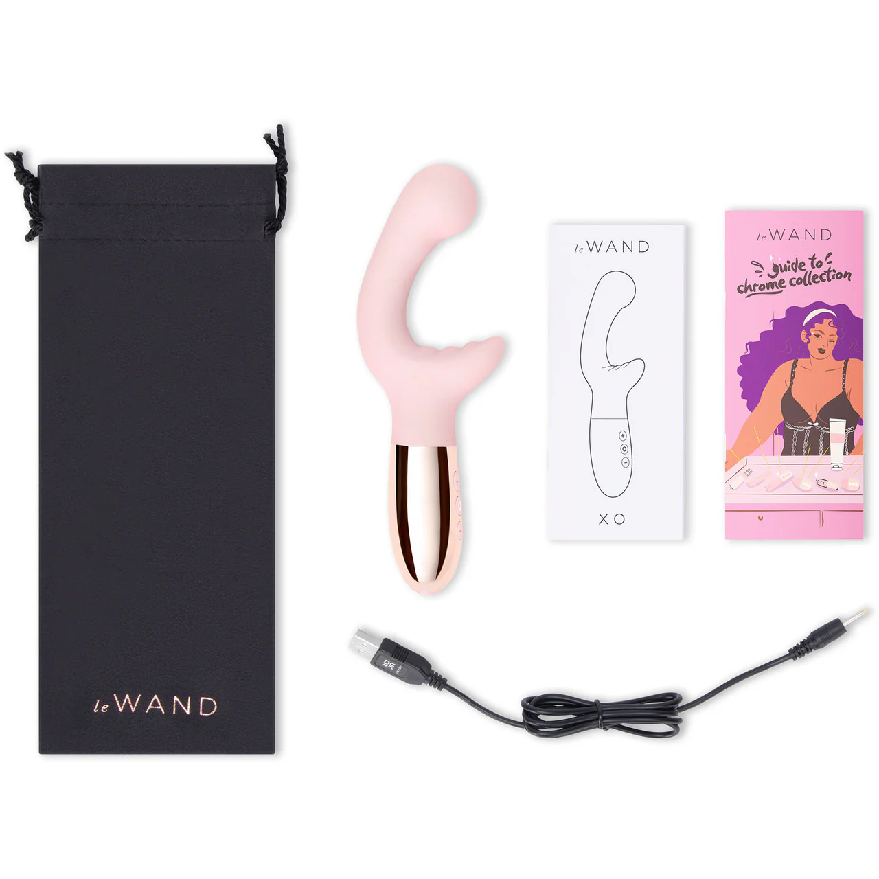 Le Wand XO Waterproof Rechargeable Silicone Dual Stimulation Vibrator - Rose Gold - Image 6