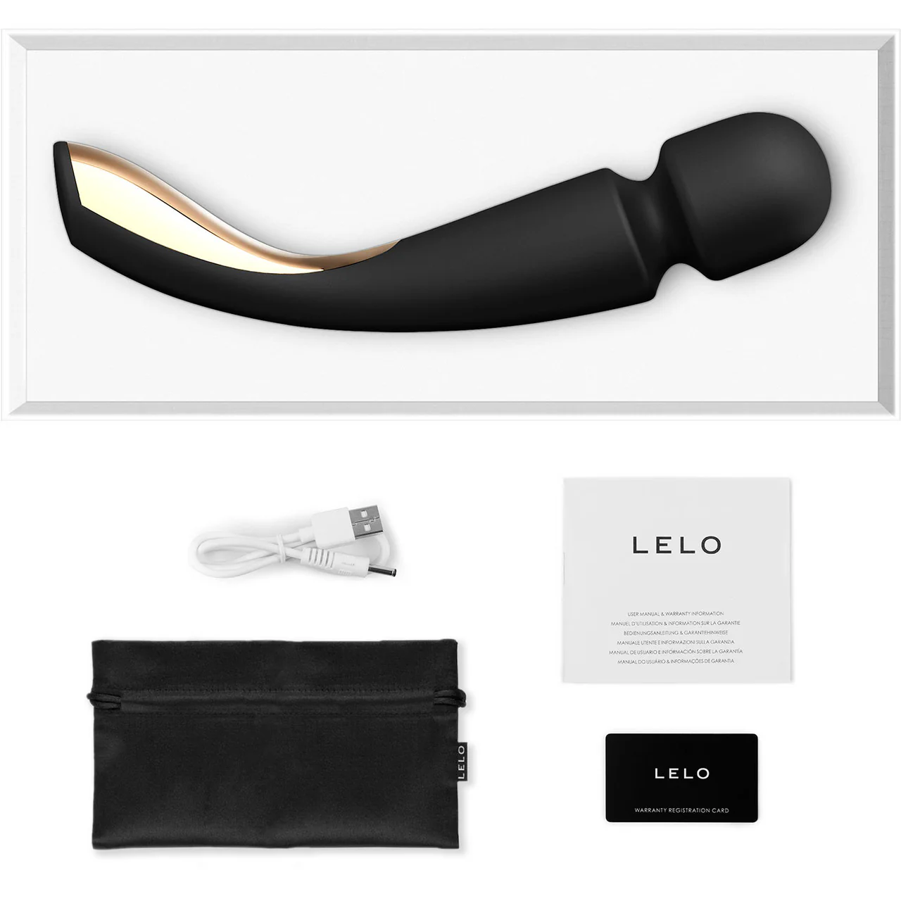 LELO Smart Wand 2 Large Rechargeable Wand Style Vibrator - Black - Image 4