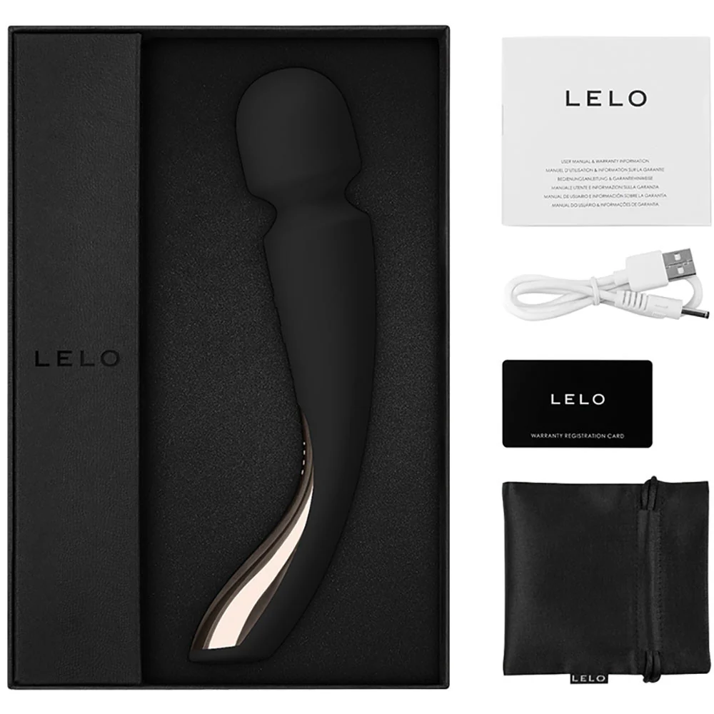 LELO Smart Wand 2 Medium Rechargeable Wand Style Vibrator - Black - Image 2