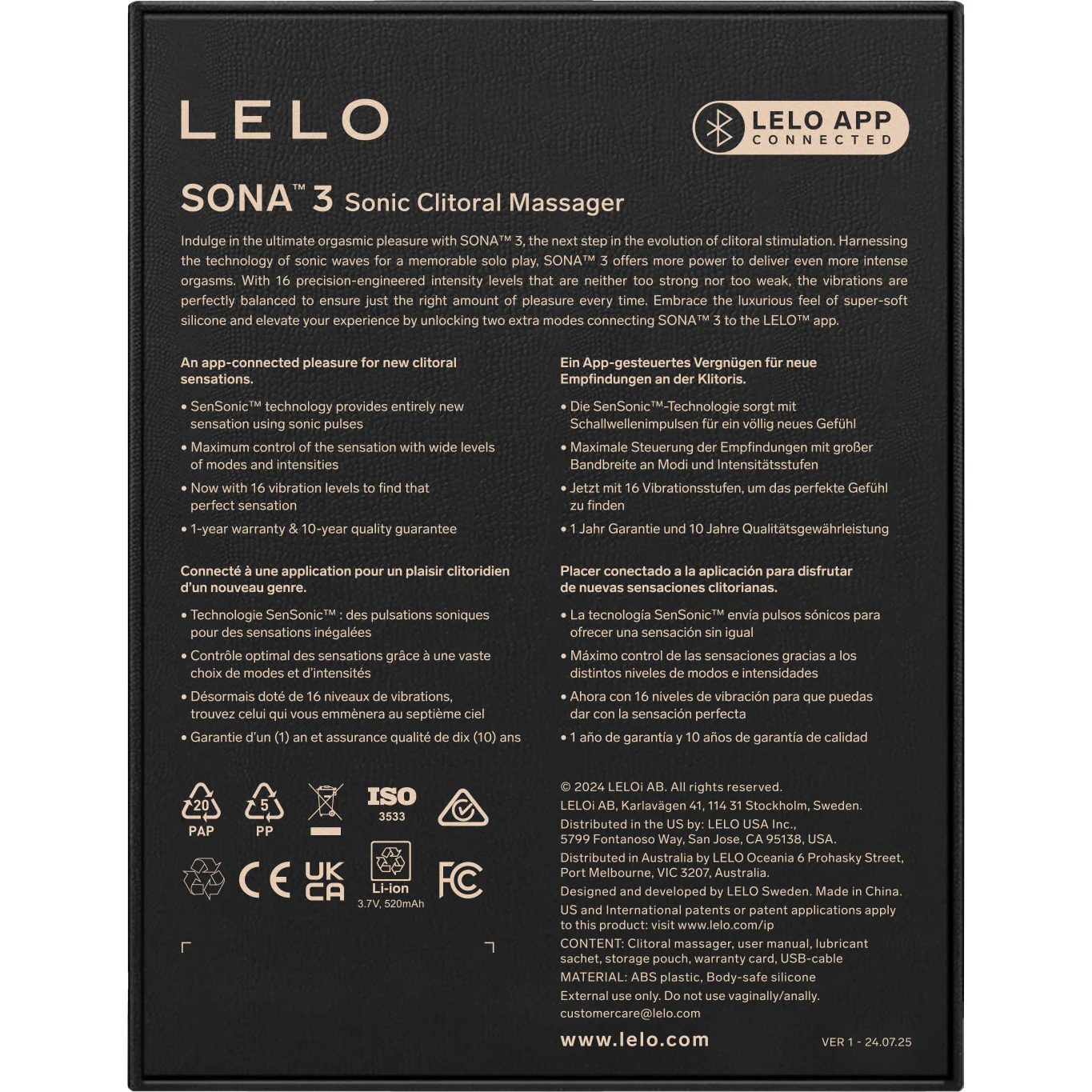LELO SONA™ 3 Waterproof Rechargeable Sonic Clitoral Massager - Image 13