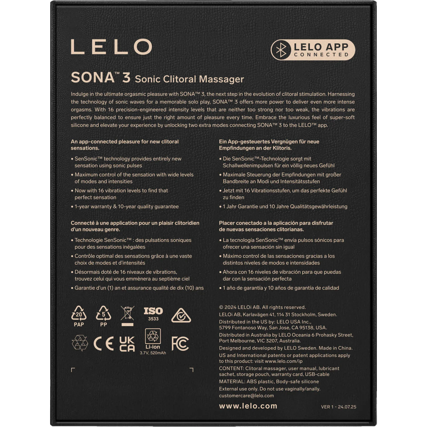 LELO SONA™ 3 Waterproof Rechargeable Sonic Clitoral Massager - Image 19