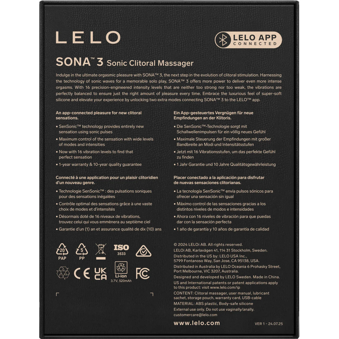 LELO SONA™ 3 Waterproof Rechargeable Sonic Clitoral Massager - Image 7