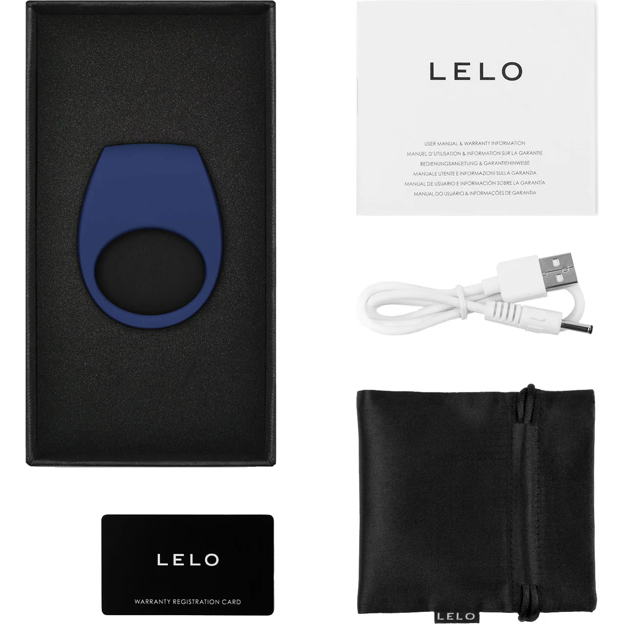 LELO TOR 3 Silicone Waterproof Rechargeable App Enabled Vibrating Cock Ring - Base Blue - Image 2