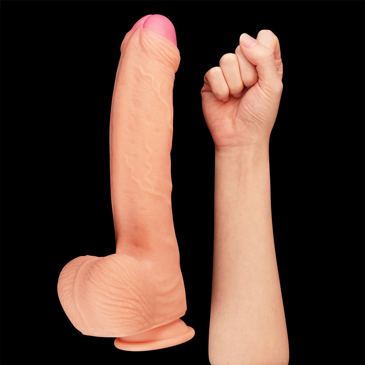 Leman Russ XL 8" Realistic Dual Density Silicone Dildo With Suction Cup & Balls By Pleasure Engine - Image 4