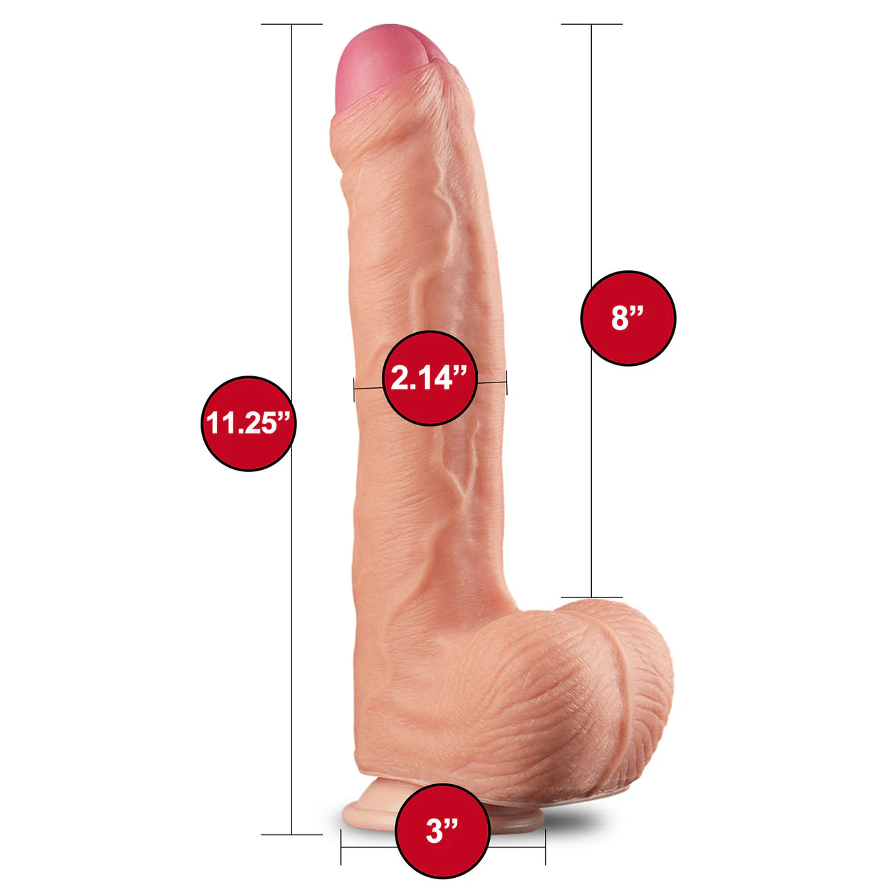 Leman Russ XL 8" Realistic Dual Density Silicone Dildo With Suction Cup & Balls By Pleasure Engine - Image 9