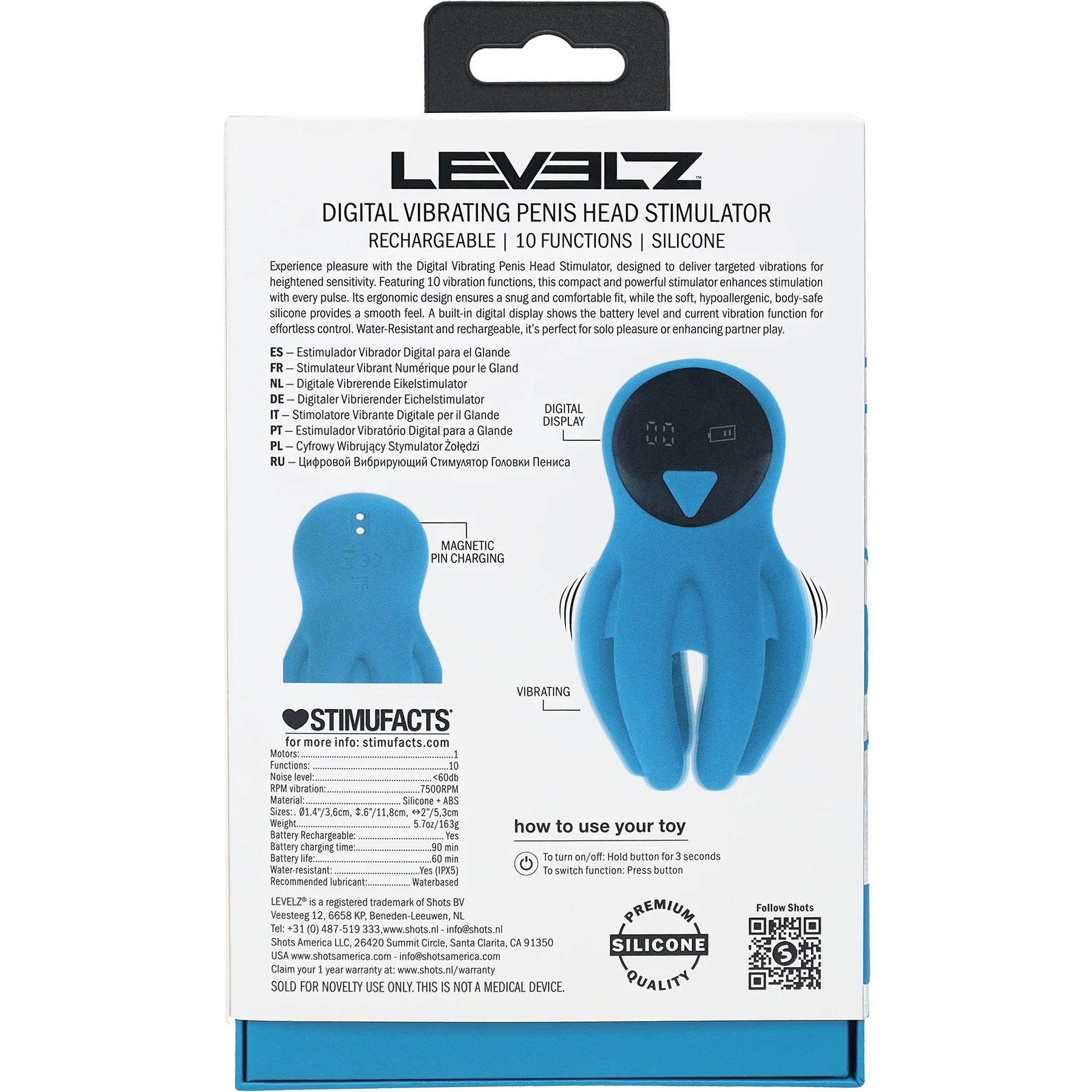 LEVELZ Digital Vibrating Silicone Penis Head Stimulator With Tentacles - Image 7