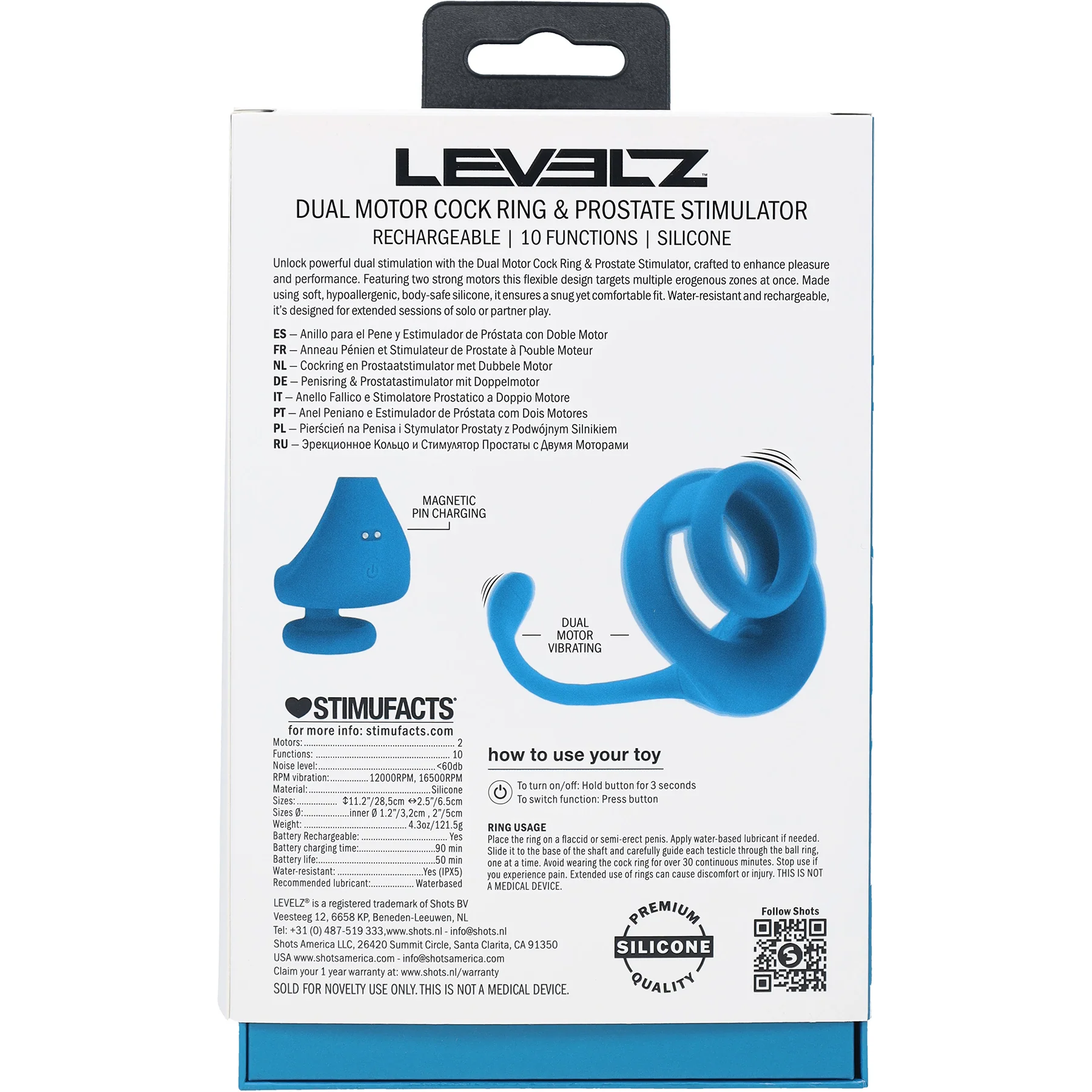 LEVELZ Dual Motor Silicone Cock Ring with Prostate Stimulator - Image 5