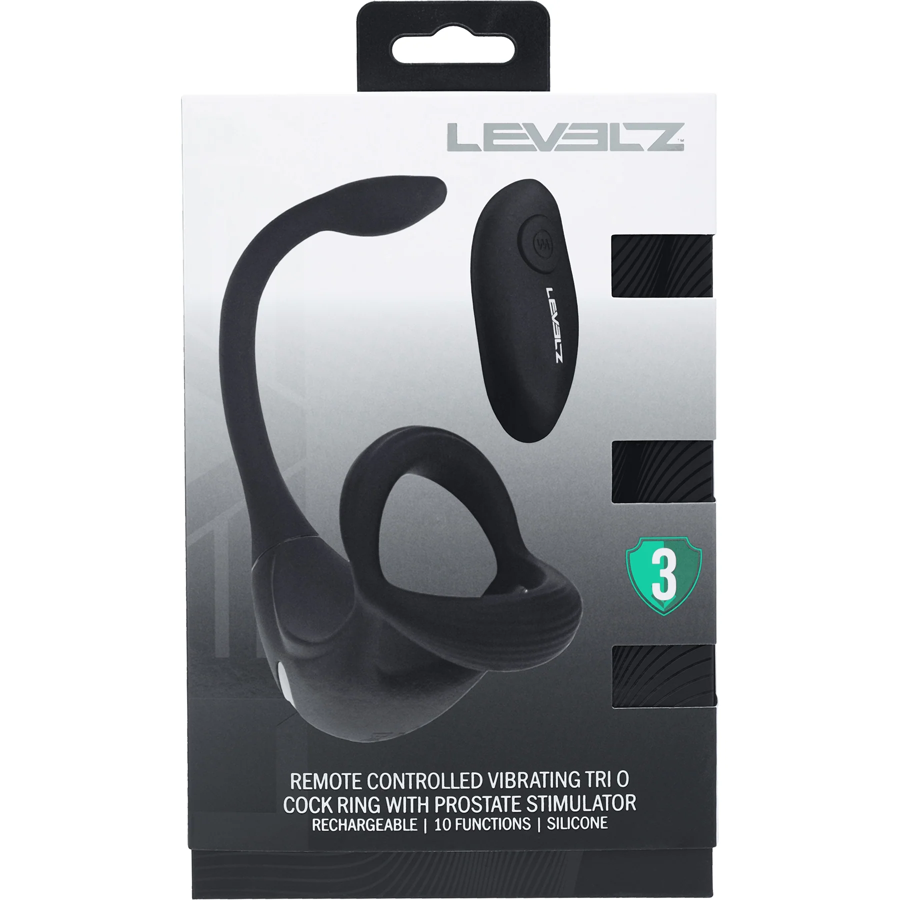 LEVELZ Remote Control Vibrating Silicone Tri O Cock Ring with Prostate Stimulator - Image 4