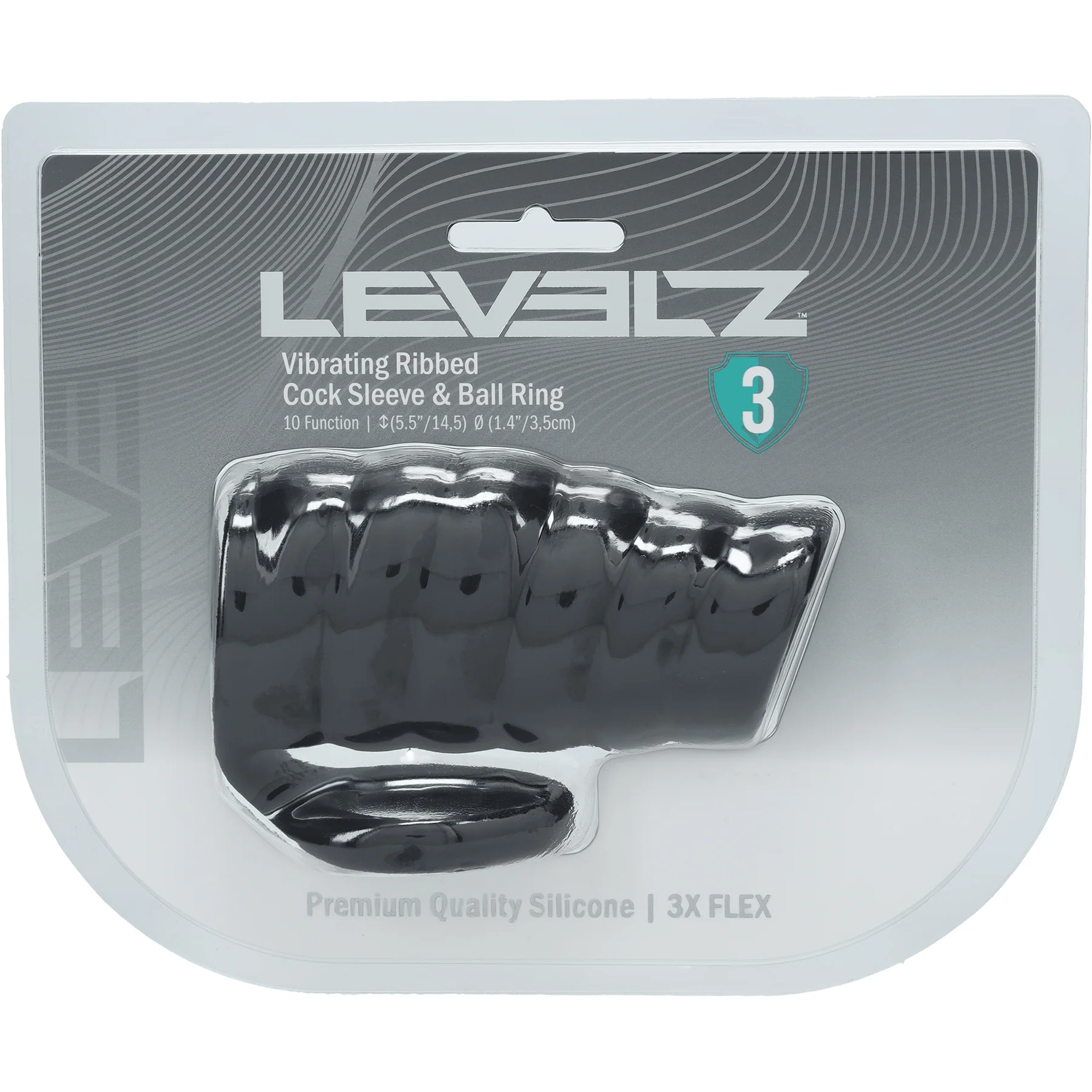 LEVELZ Vibrating Ribbed Silicone Cock Sleeve & Ball Ring - Image 3