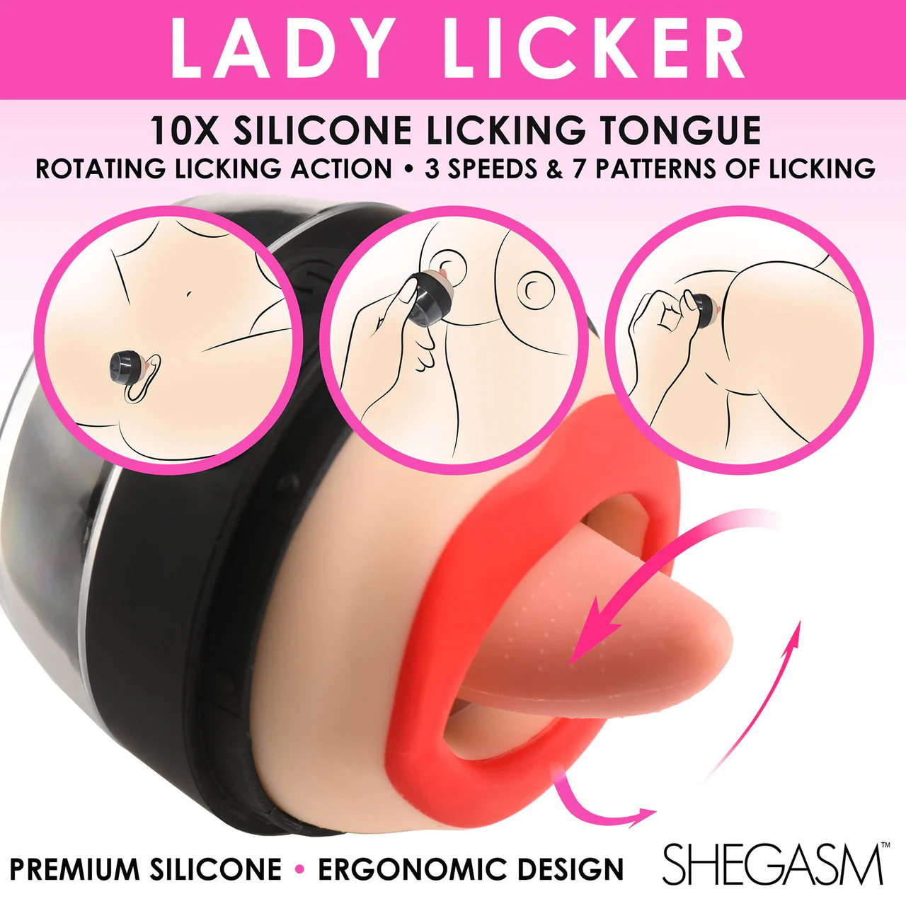 Lickgasm 10X Lady Licker Rechargeable Waterproof Silicone Clitoral Stimulator With Licking Tongue - Image 14