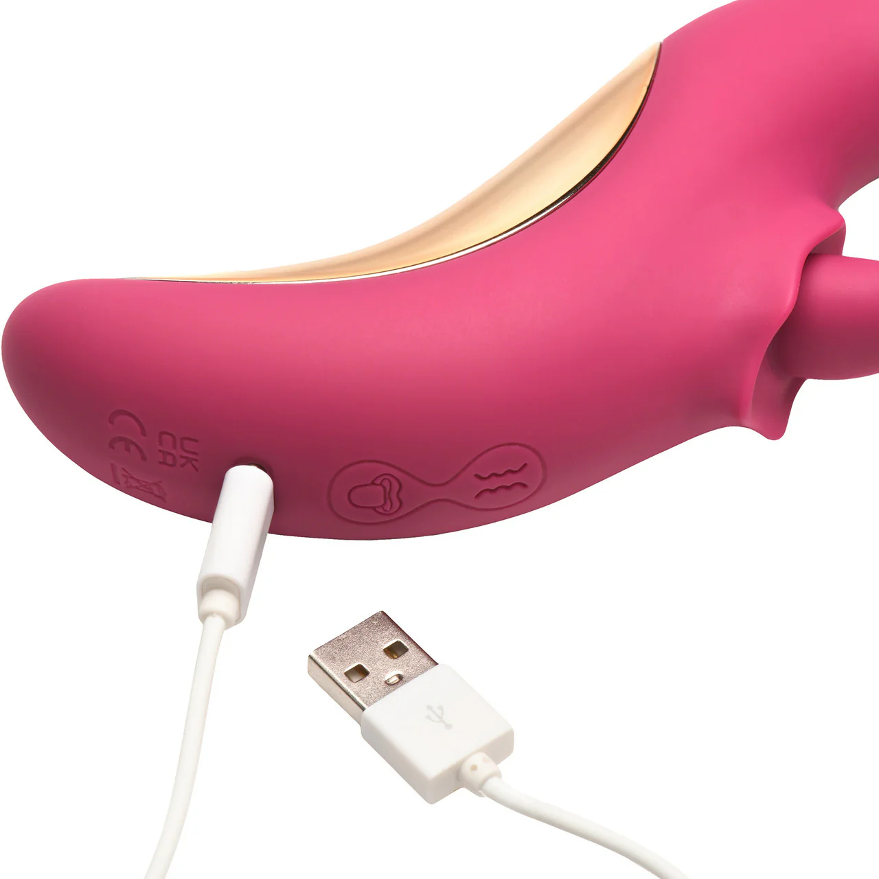 Lickgasm Tease & Please Rechargeable Silicone Thrusting & Licking Dual Stimulation Vibrator - Pink - Image 10