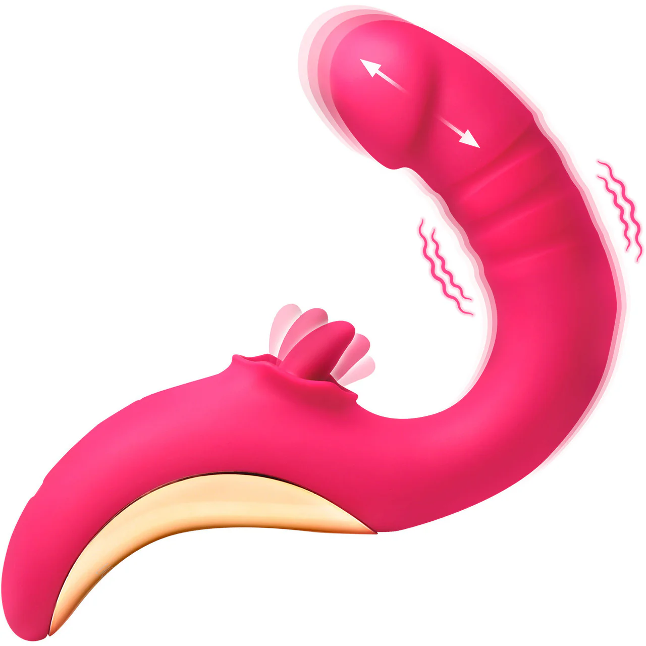 Lickgasm Tease & Please Rechargeable Silicone Thrusting & Licking Dual Stimulation Vibrator - Pink - Image 3
