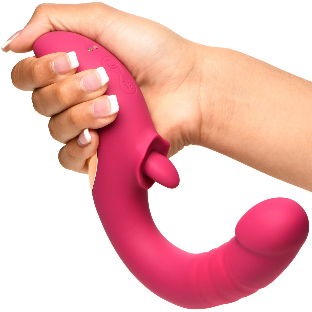 Lickgasm Tease & Please Rechargeable Silicone Thrusting & Licking Dual Stimulation Vibrator - Pink - Image 4