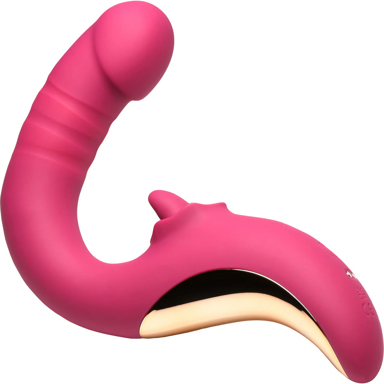 Lickgasm Tease & Please Rechargeable Silicone Thrusting & Licking Dual Stimulation Vibrator - Pink - Image 6