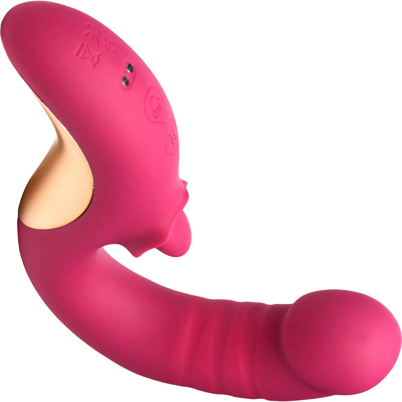 Lickgasm Tease & Please Rechargeable Silicone Thrusting & Licking Dual Stimulation Vibrator - Pink - Image 8