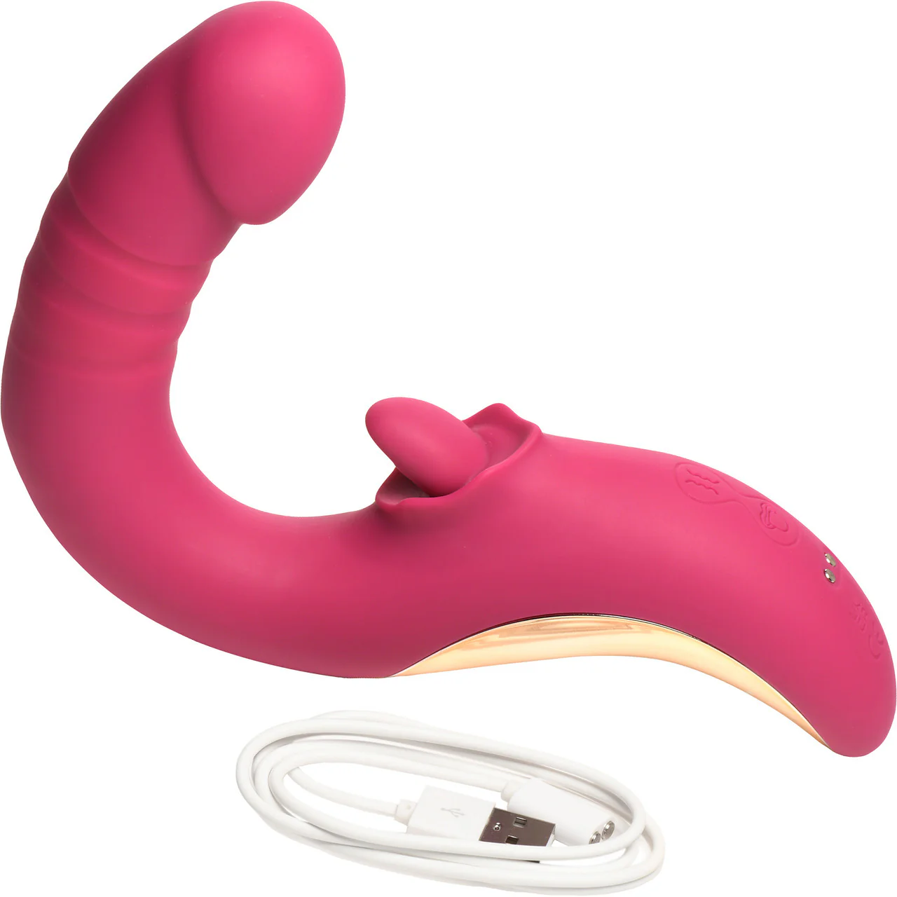 Lickgasm Tease & Please Rechargeable Silicone Thrusting & Licking Dual Stimulation Vibrator - Pink - Image 9