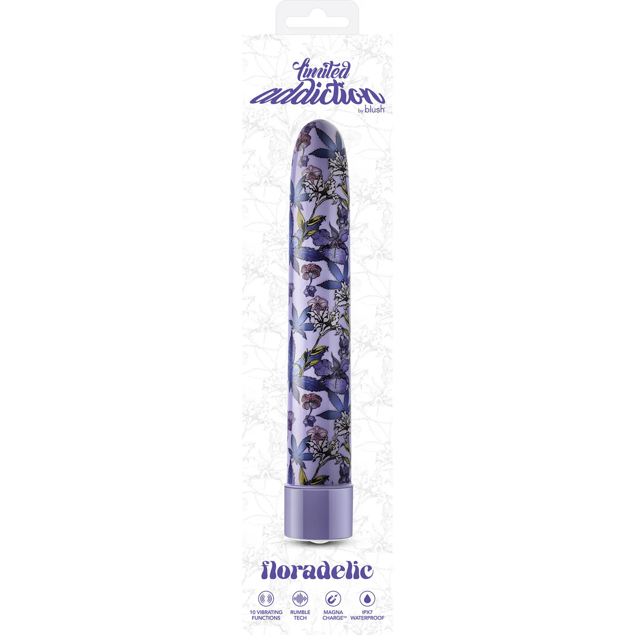 Limited Addiction Floradelic Rechargeable Waterproof Slimline Vibrator By Blush - Purple - Image 11