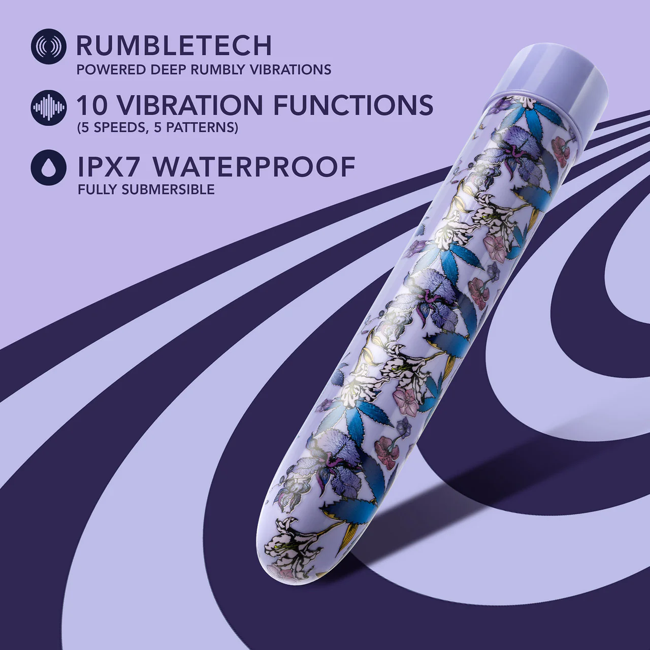 Limited Addiction Floradelic Rechargeable Waterproof Slimline Vibrator By Blush - Purple - Image 8