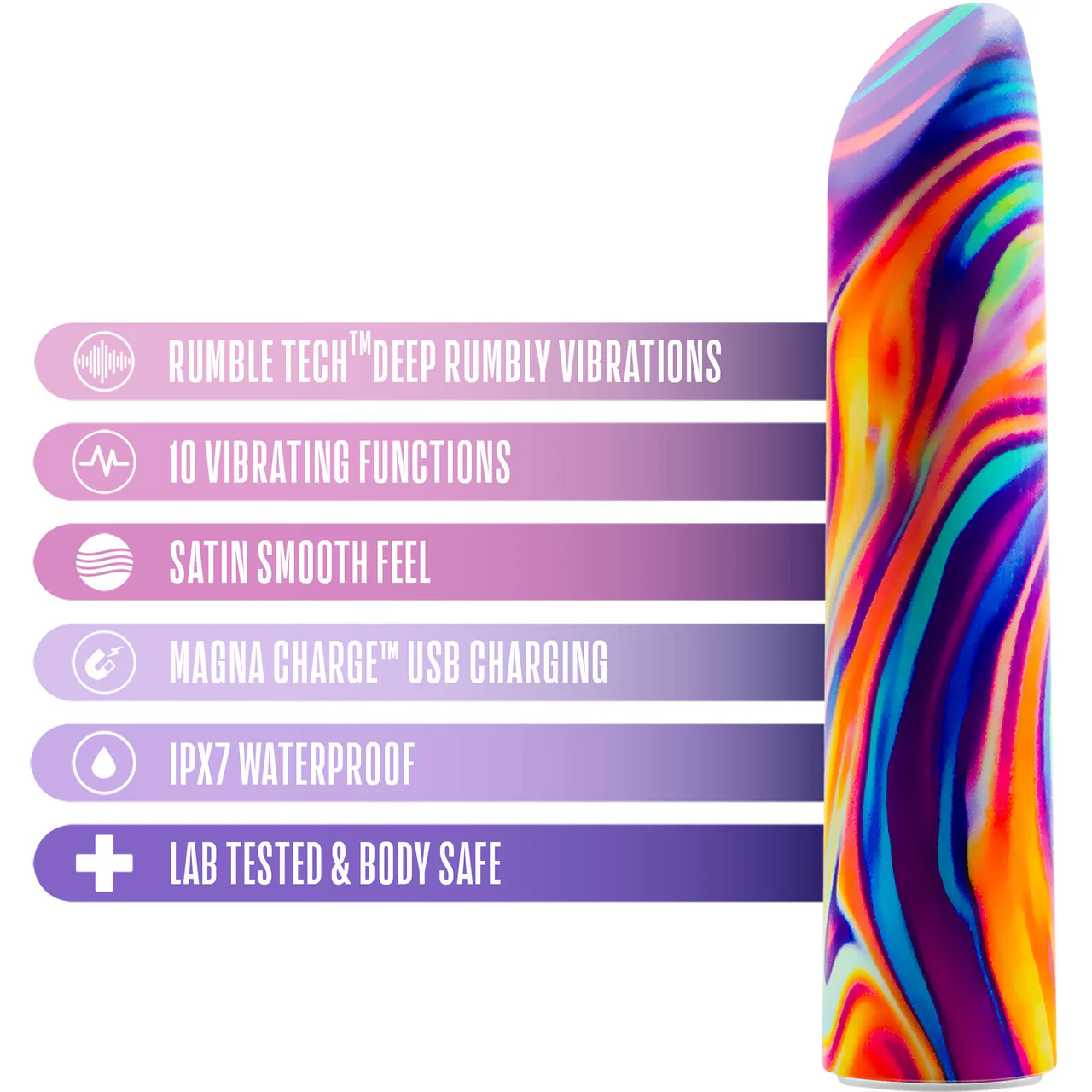 Limited Addiction Psyche Rechargeable Waterproof Power Vibe By Blush - Rainbow - Image 5