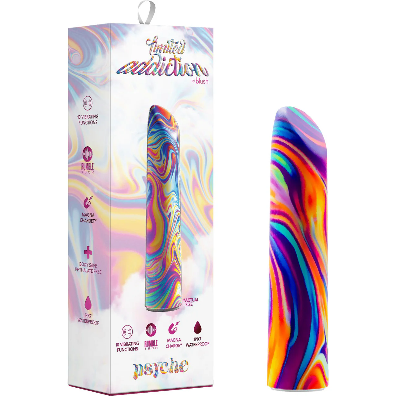 Limited Addiction Psyche Rechargeable Waterproof Power Vibe By Blush - Rainbow - Image 7