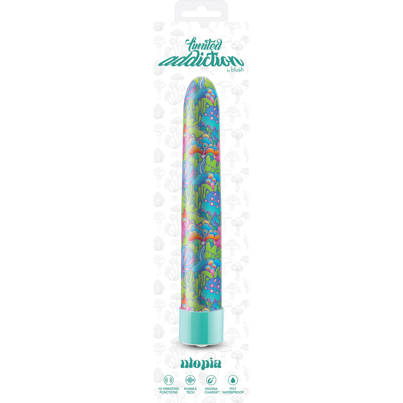 Limited Addiction Utopia Rechargeable Waterproof Slimline Vibrator By Blush - Aqua - Image 11