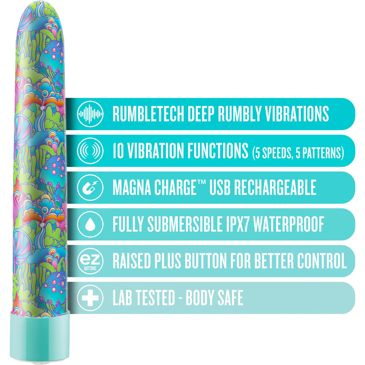 Limited Addiction Utopia Rechargeable Waterproof Slimline Vibrator By Blush - Aqua - Image 7