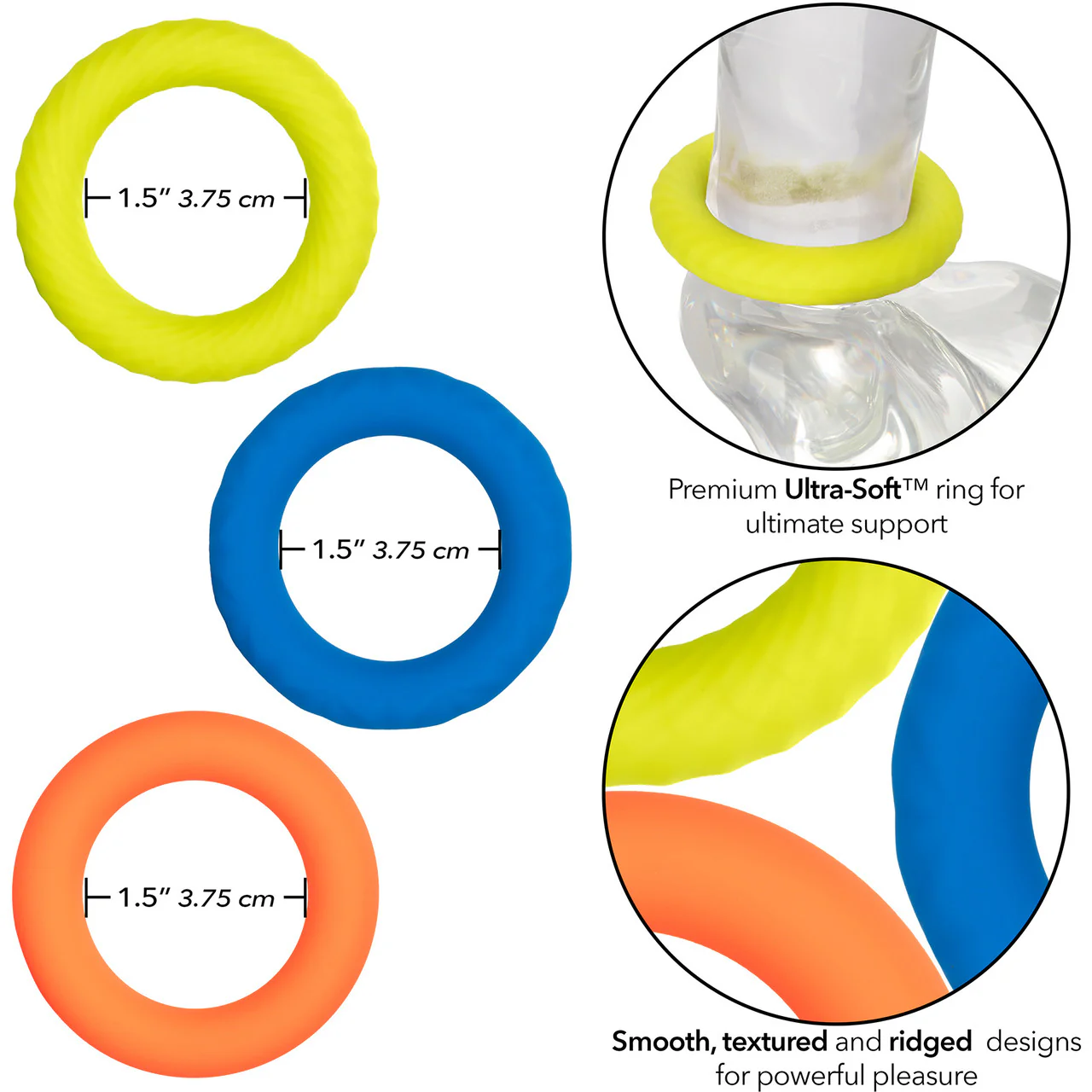 Link Up Ultra-Soft Climax Silicone 3 Cock Ring Set By CalExotics - Image 7