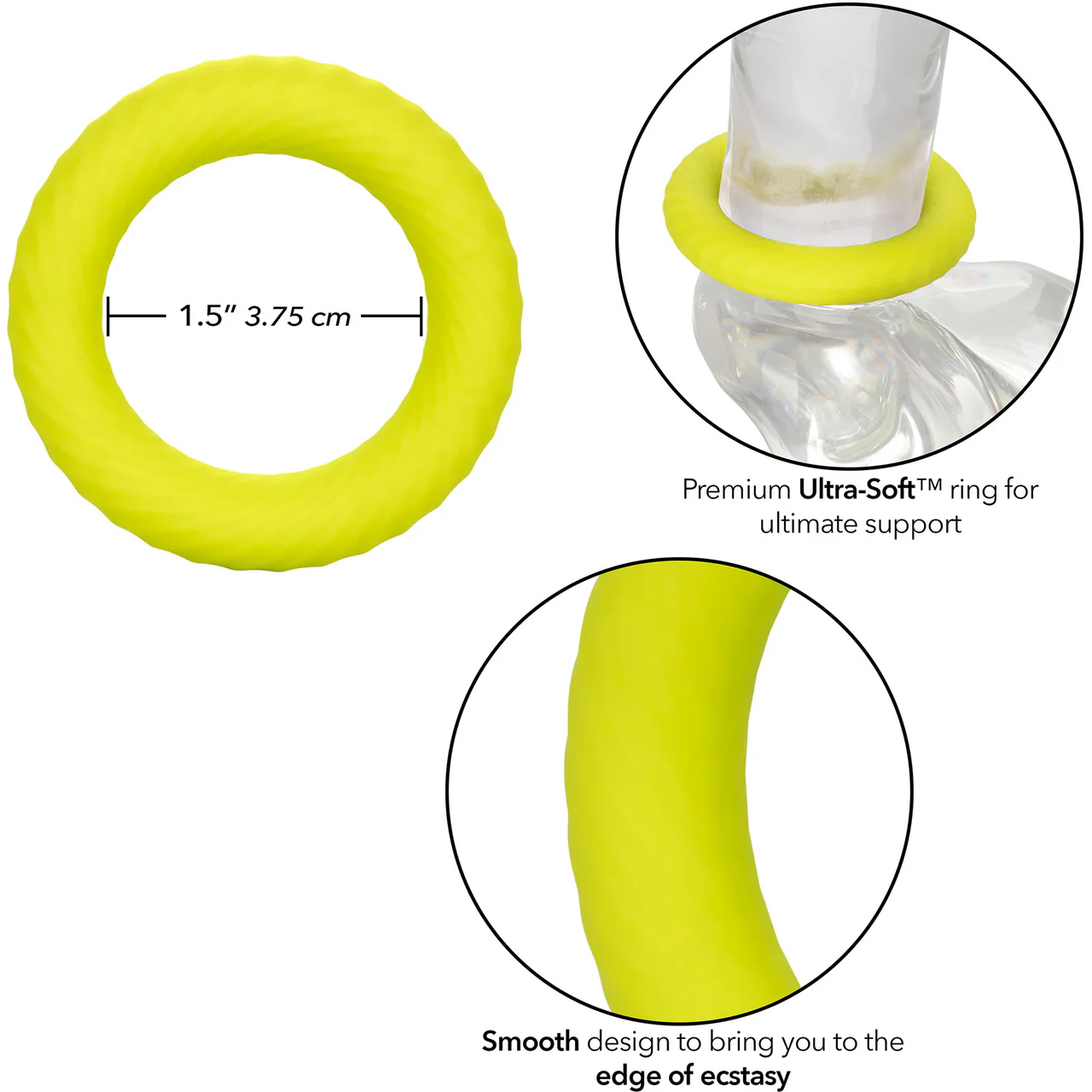 Link Up Ultra-Soft Edge Silicone Cock Ring By CalExotics - Yellow - Image 5