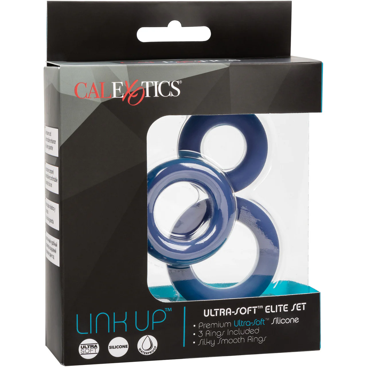 Link Up Ultra Soft Elite Silicone Cock Rings Set (Set of 3) By CalExotics - Blue - Image 9