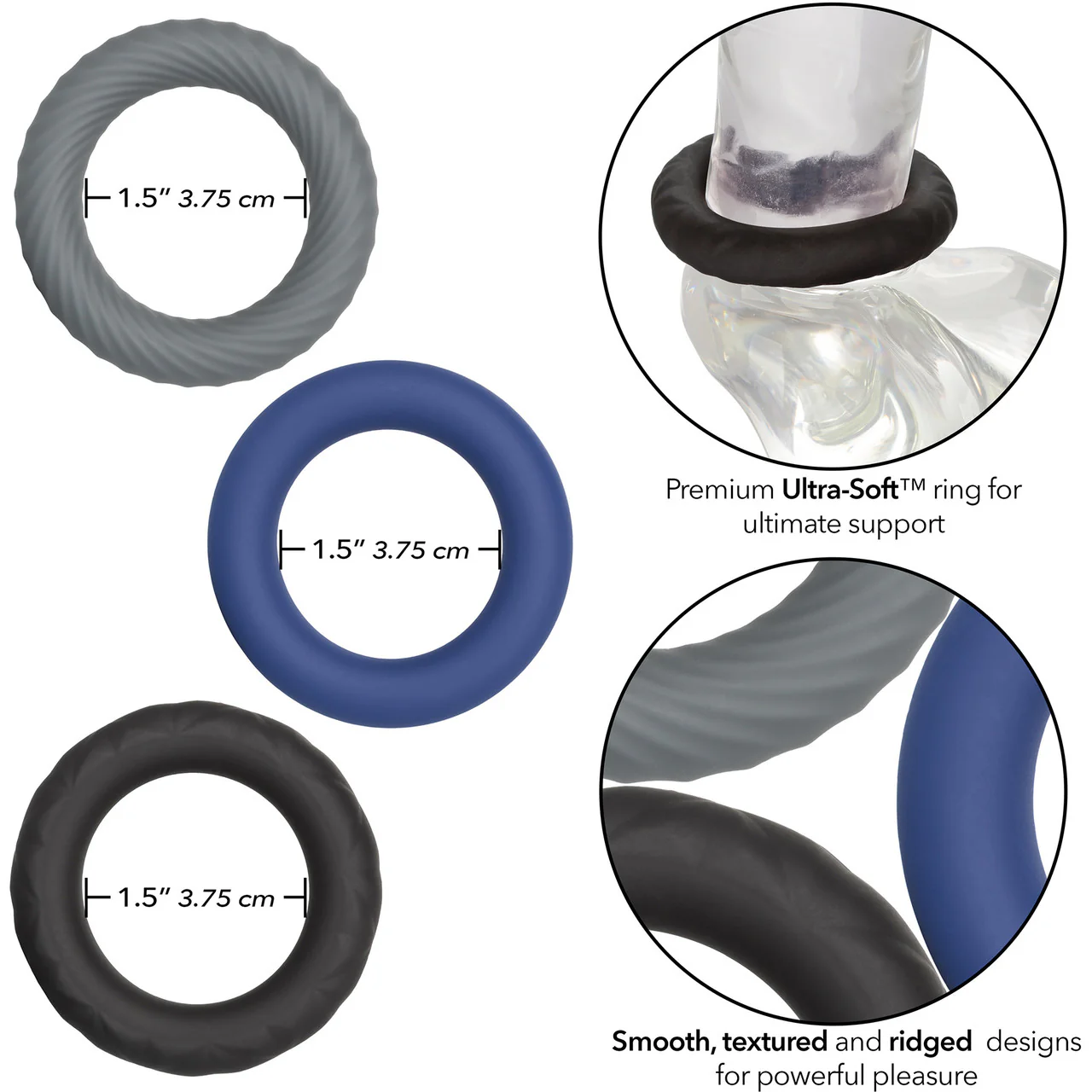 Link Up Ultra-Soft Extreme Silicone 3 Cock Ring Set By CalExotics - Image 7