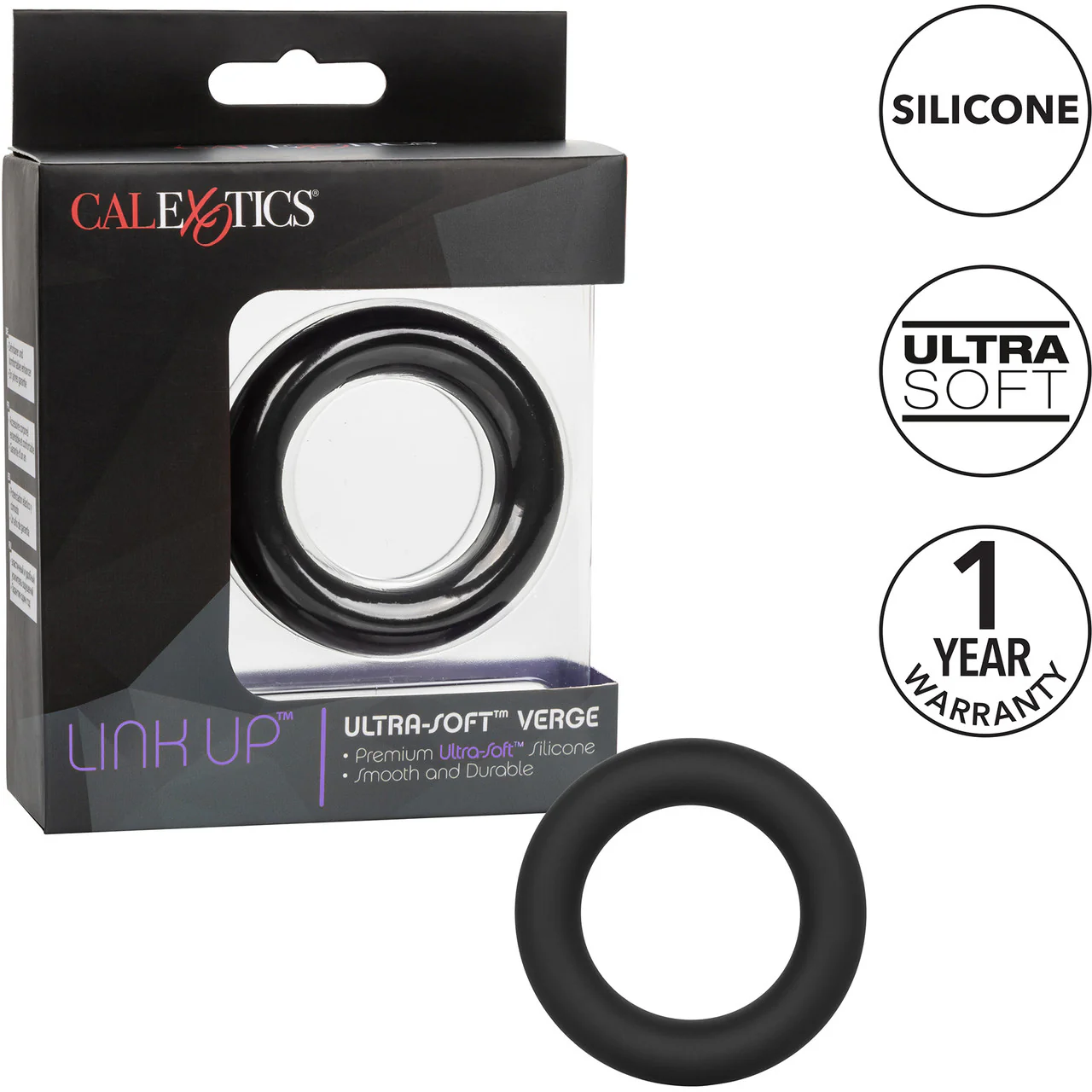 Link Up Ultra-Soft Verge Silicone Cock Ring By CalExotics - Black - Image 6