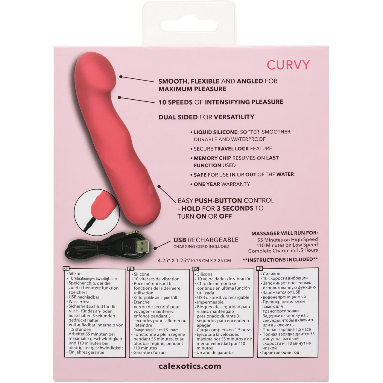 Liquid Silicone Pixies Curvy Rechargeable Waterproof Vibrator By CalExotics - Pink - Image 12