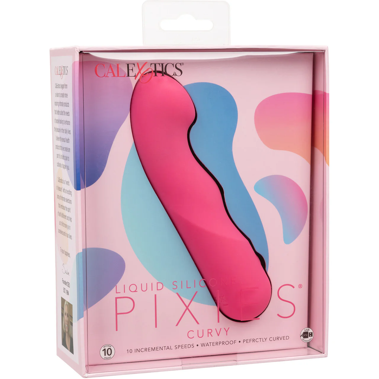 Liquid Silicone Pixies Curvy Rechargeable Waterproof Vibrator By CalExotics - Pink - Image 13